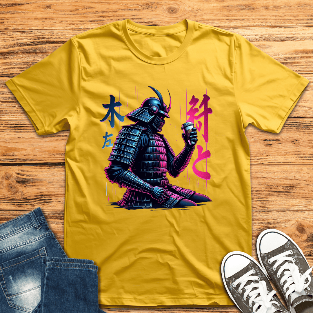 Neon Samurai Coffee T-shirt
