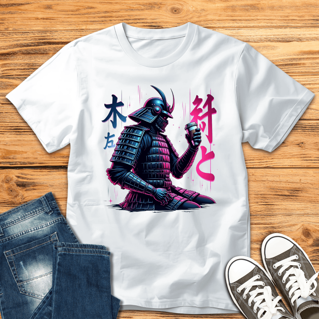Neon Samurai Coffee T-shirt